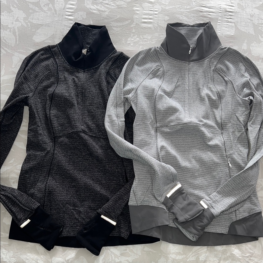 Bundle of Lululemon Women's Black and Gray 1/4 zips- Set of 2